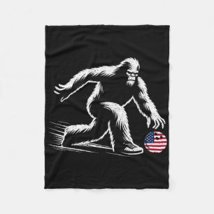 Usa American Flag Bigfoot Bowling Bowler Fleece Blanket