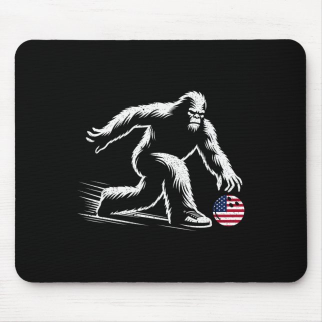 Usa American Flag Bigfoot Bowling Bowler  Mouse Mat (Front)