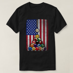 USA American Flag Billiard 8 Ball Pool Player T-Shirt