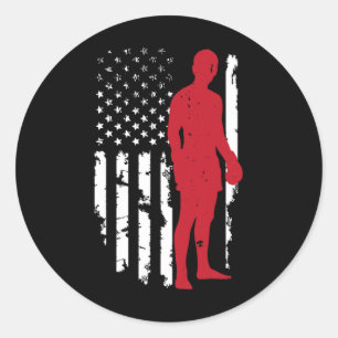 Usa American Flag Boxing Kickboxing Patriotic 4th Classic Round Sticker