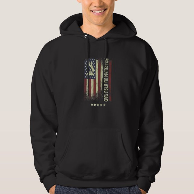 USA American Flag  Brazilian Jiu Jitsu Dad  1 Hoodie (Front)