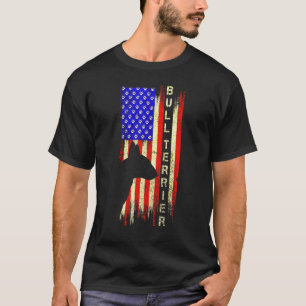 Usa American Flag Bull Terrier Dog Bully Silhouet T-Shirt