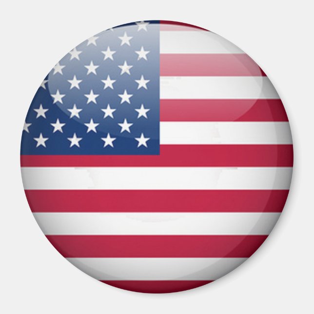 USA American Flag Button Round Magnet (Front)