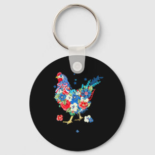 Usa American Flag Chicken Lover 4th Of July Patrio Key Ring