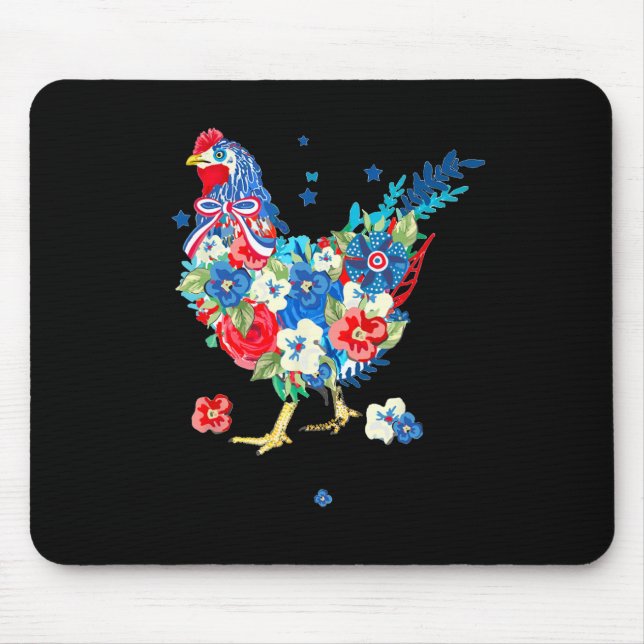 Usa American Flag Chicken Lover 4th Of July Patrio Mouse Mat (Front)