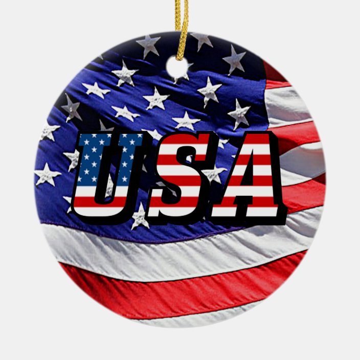 USA - American Flag Christmas Ornament | Zazzle.co.uk