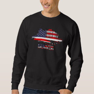Usa American Flag Cityscape Denver Colorado Skylin Sweatshirt