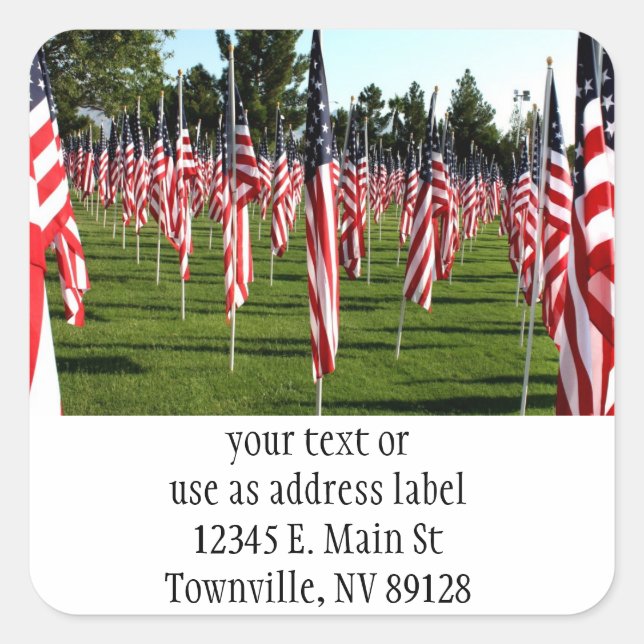 USA American Flag Corner Flag Memorial Square Sticker (Front)