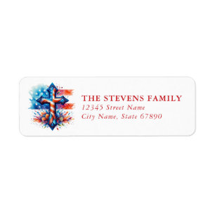 USA American Flag Cross Return Address Labels