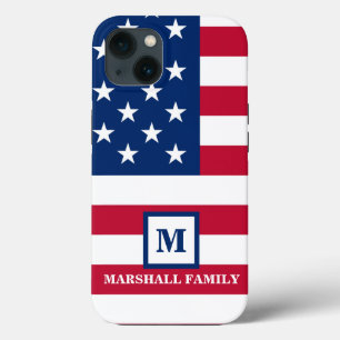 USA American Flag Customised Monogram 4th Of July iPhone 13 Case