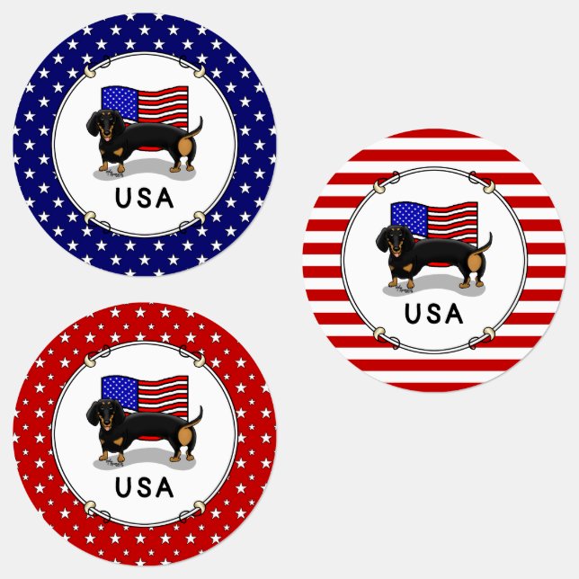 USA American Flag Dachshund - (black & tan) (Group)