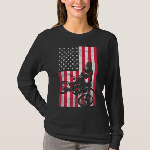 USA American Flag Dirt Bike Red White Blue 4th of  T-Shirt