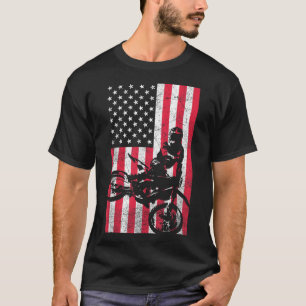 USA American Flag Dirt Bike Red White Blue 4th of T-Shirt