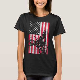 USA American Flag Dirt Bike Red White Blue 4th of  T-Shirt
