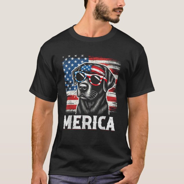 USA American Flag Dog Labrador Retriever  T-Shirt (Front)