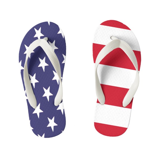 USA American Flag Duo Kid's Flip Flops (Footbed)