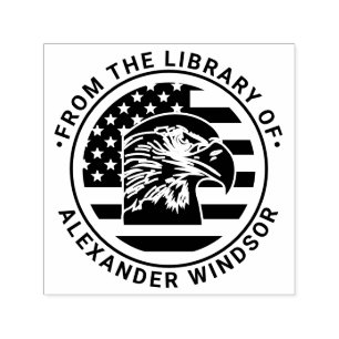 USA American Flag, Eagle Head Library Book Name Self-inking Stamp