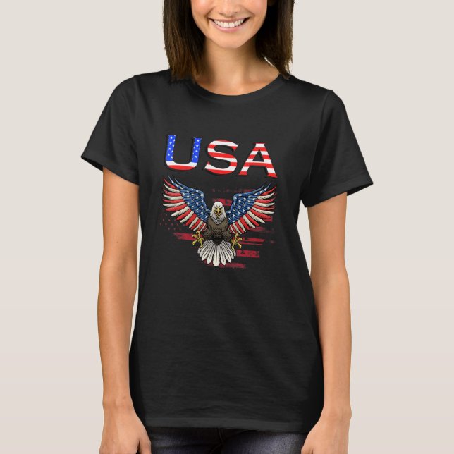 Usa   American Flag   Eagle Patriotic Usa T-Shirt (Front)