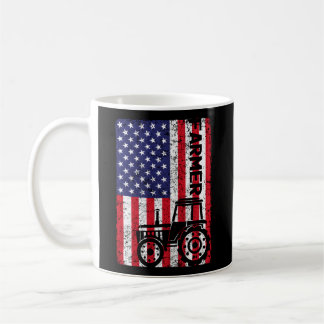 Usa American Flag Farm Tractor Farmer Farming Coffee Mug