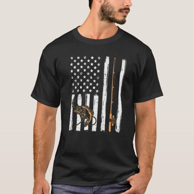 Usa American Flag Fishing America Fisherman Fish M T-Shirt (Front)