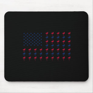 Usa American Flag Flamingo Lover 4th Of July Patri Mouse Mat