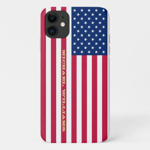 USA American Flag Gold Monogram Patriotic Stylish Case-Mate iPhone Case
