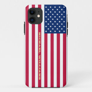 USA American Flag Gold Monogrammed Patriotic Tough Case-Mate iPhone Case