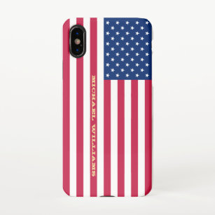 USA American Flag Gold Monogrammed Patriotic Value iPhone X Case