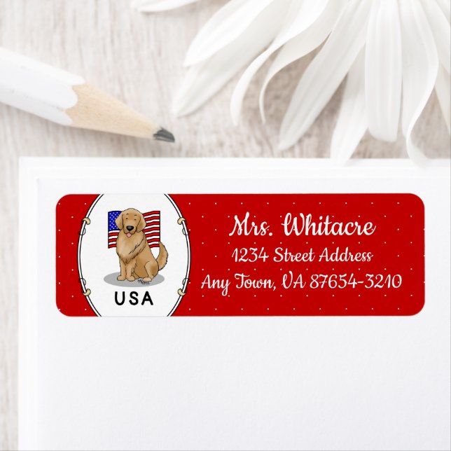 USA American Flag Golden Retriever Dog Patriotic (Insitu)