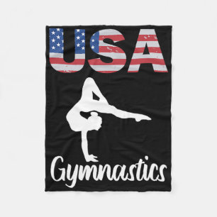 Usa American Flag Gymnastics Tee Gymnast 4th Of Ju Fleece Blanket