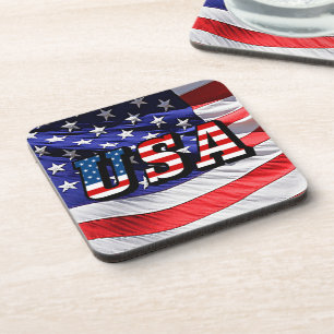 USA - American Flag Hard Plastic Coaster