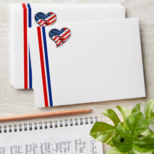 USA American Flag Heart Envelope