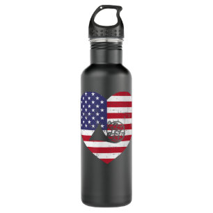 USA American Flag Heart French Horn Musician 4th o 710 Ml Water Bottle