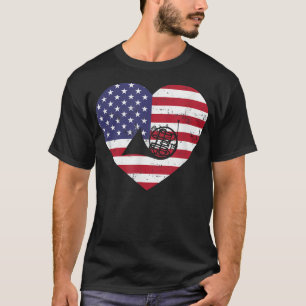 USA American Flag Heart French Horn Musician 4th o T-Shirt