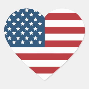 USA American Flag Heart Heart Sticker