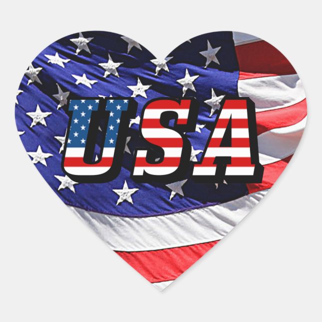 USA - American Flag Heart Sticker (Front)