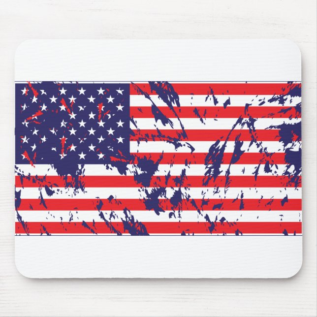 USA - American Flag in a Distressed Pattern Mouse Mat (Front)