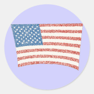 USA American flag in pointillism, stickers