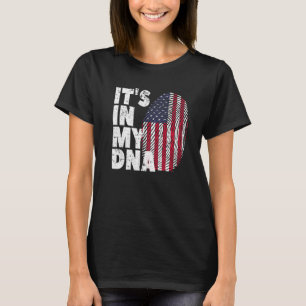 Usa American Flag It's In My Dna Fingerprint For M T-Shirt