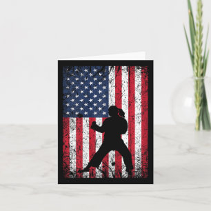 Usa American Flag Karate 4th Of July Patriotic Gir Card