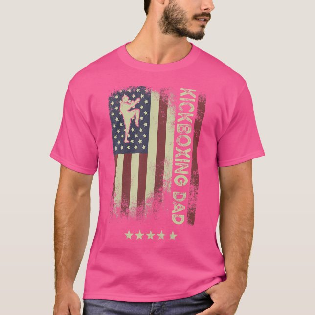 Usa American Flag Kickboxing Dad T-Shirt (Front)