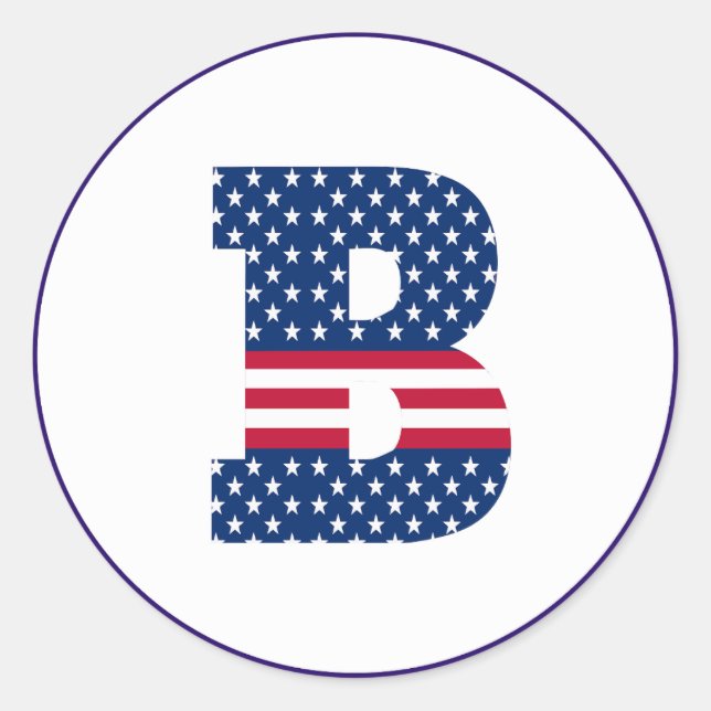 USA American Flag Letter B Classic Round Sticker (Front)