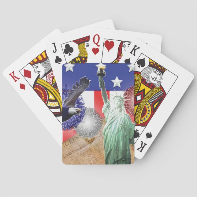 USA American Flag Liberty Fireworks Eagle Playing Cards (Back)