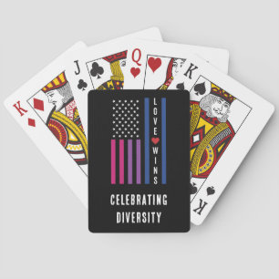USA American Flag Love Wins LGBTQ Bisexual Pride Playing Cards