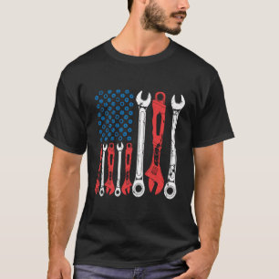 Usa American Flag Mechanic T-Shirt