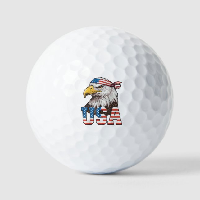 USA American Flag Men Women Kids Bald Eagle Patrio Golf Balls (Front)