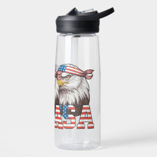 USA American Flag Men Women Kids Bald Eagle Patrio Water Bottle