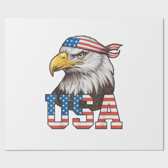 USA American Flag Men Women Kids Bald Eagle Patrio Wrapping Paper (Flat)