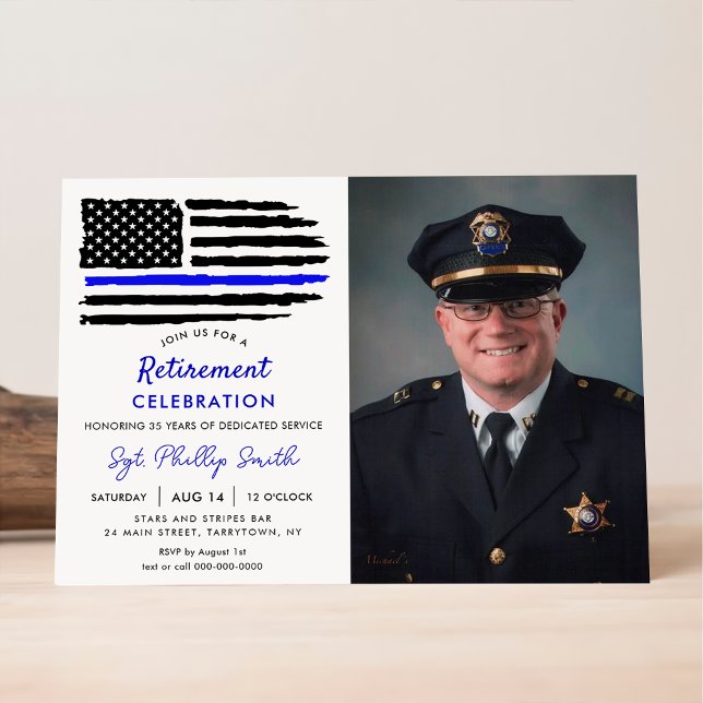 USA American Flag Military Police Retirement Invitation (Creator Uploaded)
