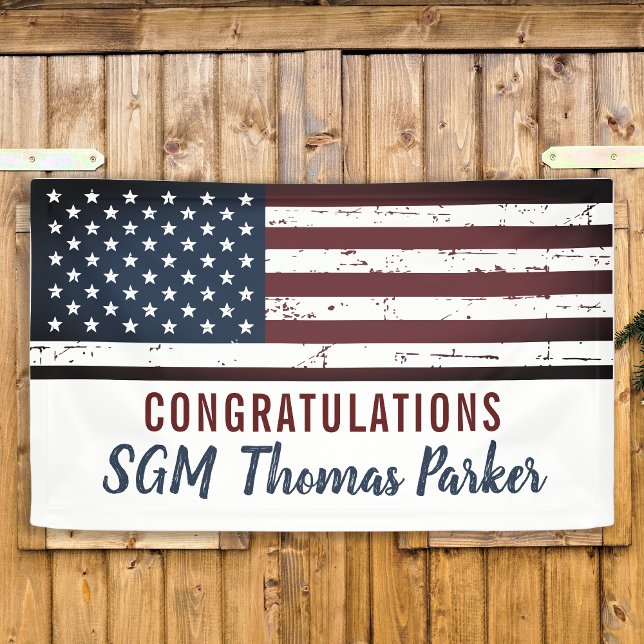 USA American Flag Military Retirement Party Banner (Creator Uploaded)